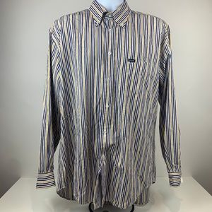 Faconnable Button Down Shirt Size XL Blue Stripe